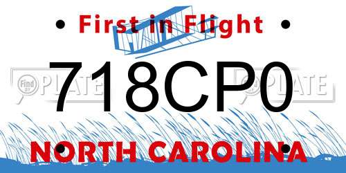 718CP0 North Carolina License Plate