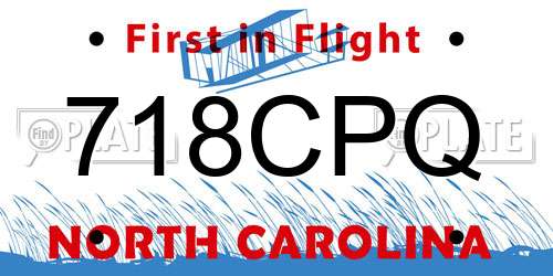 718CPQ North Carolina License Plate