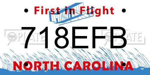 718EFB North Carolina License Plate
