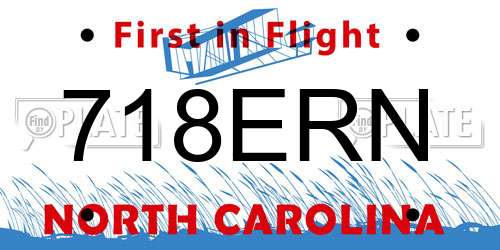 718ERN North Carolina License Plate