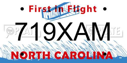 719XAM North Carolina License Plate