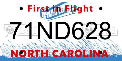 71ND628 North Carolina License Plate