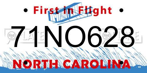 71NO628 North Carolina License Plate