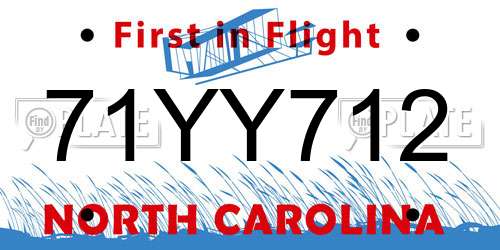 71YY712 North Carolina License Plate