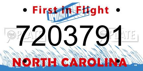 7203791 North Carolina License Plate