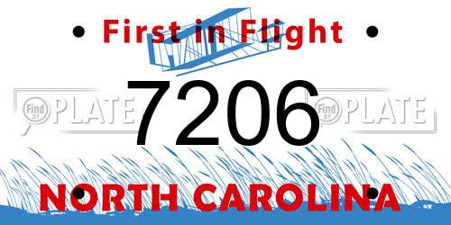 7206 North Carolina License Plate