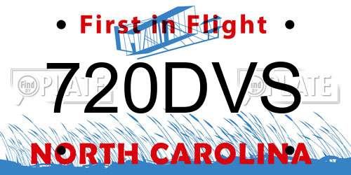 720DVS North Carolina License Plate