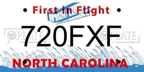 720FXF North Carolina License Plate