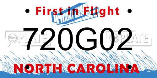 720G02 North Carolina License Plate