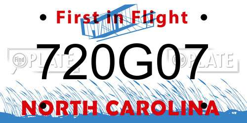 720G07 North Carolina License Plate