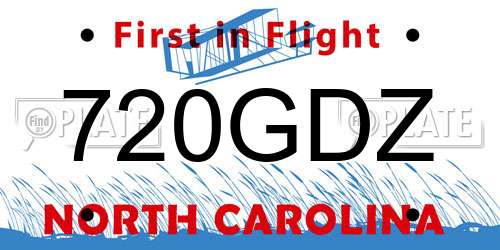 720GDZ North Carolina License Plate