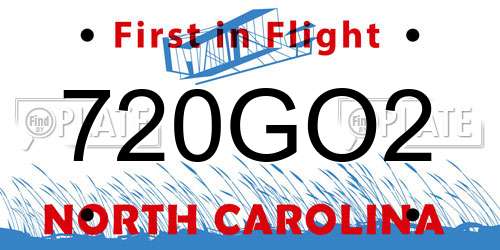 720GO2 North Carolina License Plate