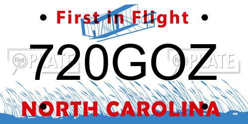 720GOZ North Carolina License Plate