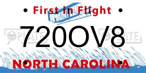 720OV8 North Carolina License Plate