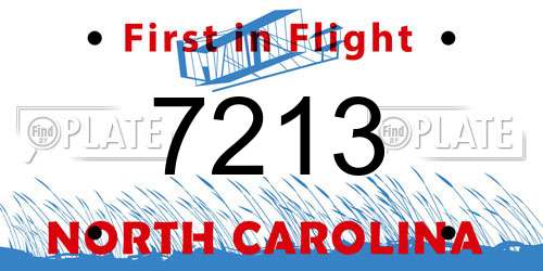 7213 North Carolina License Plate