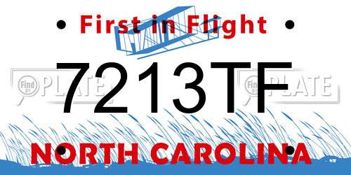 7213TF North Carolina License Plate