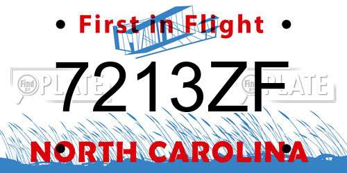 7213ZF North Carolina License Plate