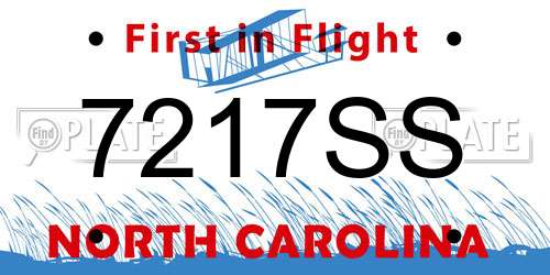 7217SS North Carolina License Plate