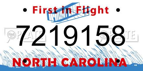 7219158 North Carolina License Plate