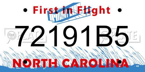 72191B5 North Carolina License Plate