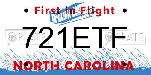 721ETF North Carolina License Plate
