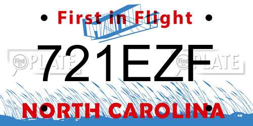 721EZF North Carolina License Plate