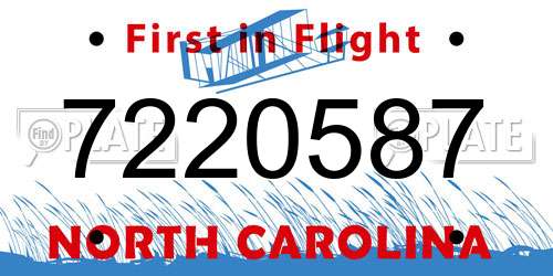 7220587 North Carolina License Plate