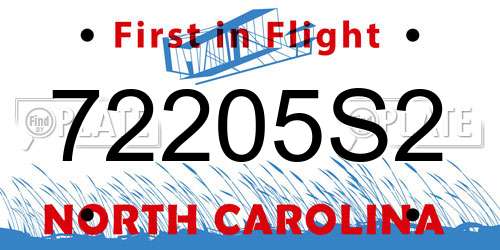 72205S2 North Carolina License Plate