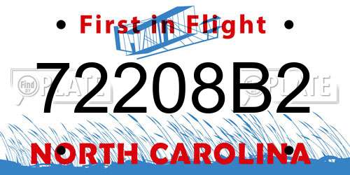 72208B2 North Carolina License Plate
