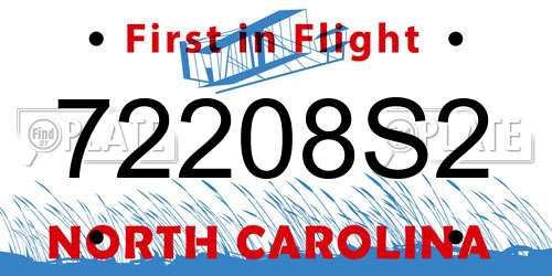 72208S2 North Carolina License Plate