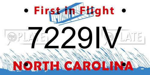 7229IV North Carolina License Plate