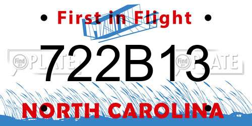 722B13 North Carolina License Plate