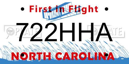 722HHA North Carolina License Plate
