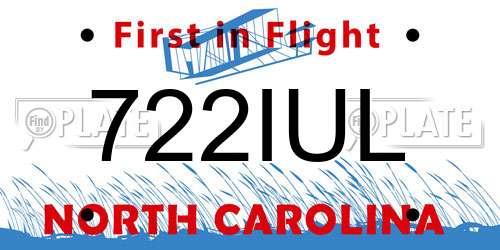 722IUL North Carolina License Plate