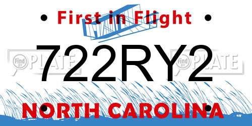 722RY2 North Carolina License Plate