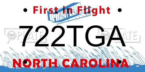 722TGA North Carolina License Plate