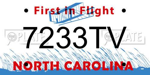 7233TV North Carolina License Plate