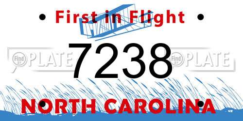7238 North Carolina License Plate