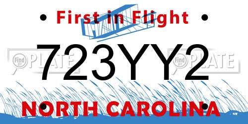 723YY2 North Carolina License Plate