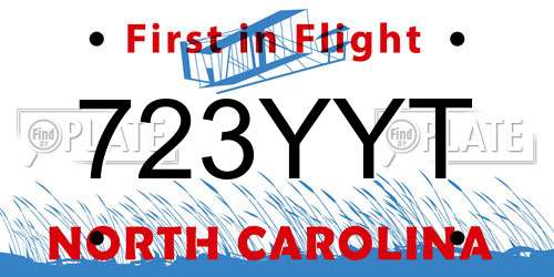 723YYT North Carolina License Plate