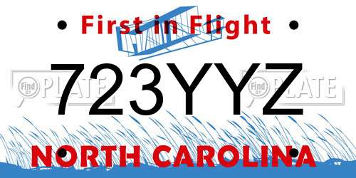 723YYZ North Carolina License Plate