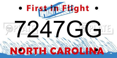 7247GG North Carolina License Plate