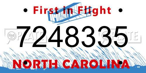 7248335 North Carolina License Plate