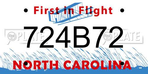 724B72 North Carolina License Plate