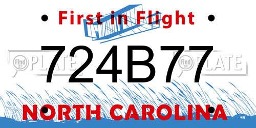 724B77 North Carolina License Plate
