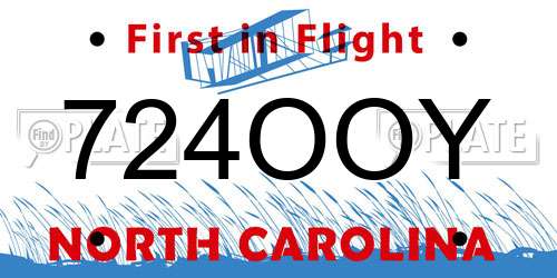 724OOY North Carolina License Plate