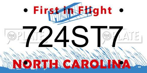 724ST7 North Carolina License Plate