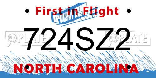 724SZ2 North Carolina License Plate
