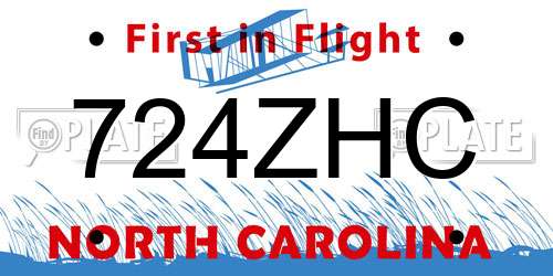 724ZHC North Carolina License Plate