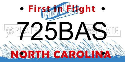 725BAS North Carolina License Plate